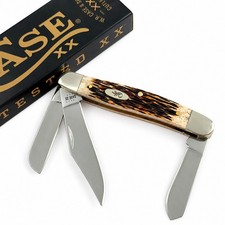 Case XX 00128 6347 SS Stockman Amber Bone Peach Seed Jig Stainless Pocket Knife picture