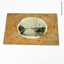 Vtg 1906 Charlevoix Michigan Harbor Entrance Birch Bark Postcard Tom Jones Pub picture