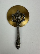 Vintage Victorian Ornate Handheld Brass Vanity Mirror 4.5
