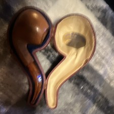 large bent with genuine amber, genuine meerschaum, original fitted case  picture