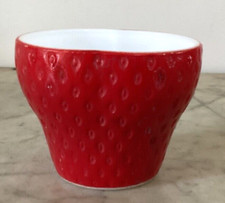 Vtg Hazel Atlas White Milk Glass Red Strawberry Jam/Jelly Jar - NO LID picture