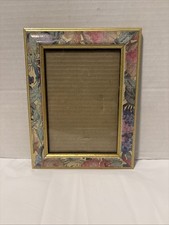 Vintage 90s Fetco International 5x7 Picture Frame Floral Watercolor Gold Trim picture