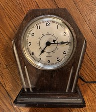 Antique 1930s DECO Hamilton Sangamo Synchronus Electric Wooden Desk Mantel Clock picture