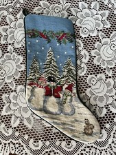 20x7.5 - I Have 50+ LANDS END Needlepoint Christmas Stocking- 3 Snowman picture