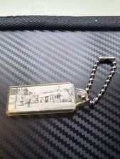 Vintage 1950s Shell Gas Station Photo Keychain Lucite Fob Old Cars Advertising picture