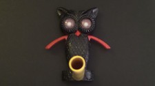 Vintage 1950's Rosbro Halloween Black/Red Owl Whistle Hard Plastic Toy ~WORKS~ picture