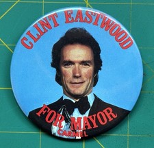 Vintage Authentic 1986 Clint Eastwood for Carmel Mayor large pin – rare version picture