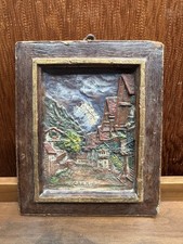 Vintage Garmisch Germany Hand Painted Wax Relief Plaque 10.5 x 12.5 picture
