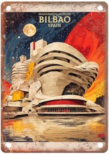 Guggenheim Museum Bilbao Barcelona Spain Retro Travel Poster Metal Sign T3518 picture