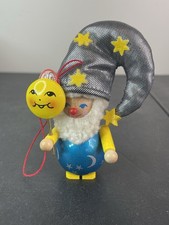 Vintage Steinbach Sun Moon Stars Wizard W/ Tag Christmas Ornament Celestial Wood picture