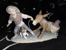 Lladro Porcelain Figurine “Boy Pulling Donkey” Jaun Huerta Retired 1994 MINT picture