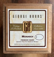 Vintage George Burns Monarch Cigar Box Wood Humidor Lined Keepsake Man Cave picture
