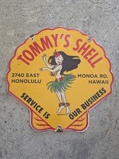 VINTAGE TOMMY'S SHELL HONOLULU HI SIGN  MOTOR OIL  12