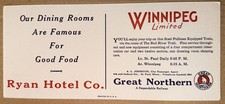 Great Northern Railroad Blotter Winnipeg Limited Ryan Hotel St. Paul Minnesota picture