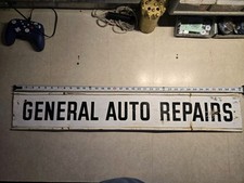 Vintage Double Sided 36x6 Curb Sign Insert General Auto Repairs Metal Panel C-P1 picture