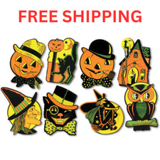 8 Vintage RETRO Styled BEISTLE Repro HALLOWEEN DECORATIONS Die-cut Cutouts Sh picture
