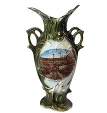 PORT HURON MICHIGAN MI Antique ST CLAIR TUNNEL Souvenir China TRINKET VASE picture