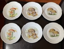 6pcs- Vintage Lourioux Mushroom Plates-Made In France picture