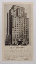 1939 Hotel President Advertisement New York City picture
