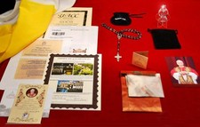 POPE LEO XIV Blessed ROSARY, Holy Vatican WATER, COA w/ beautiful Photos CHARITY picture