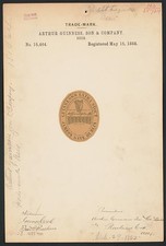 Arthur Guinness Son Co Guinness Extra Stout Trademark 1888 Beer Label picture