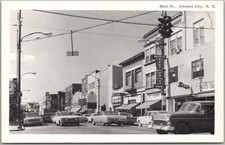 c1960s JOHNSON CITY, New York Postcard MAIN STREET Downtown Scene / Unused picture