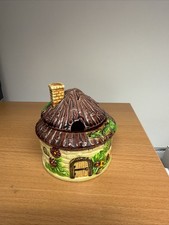 Lovely Vintage Marutomo Ware Japan Preserve Pot Brown Roof Cottage Design picture