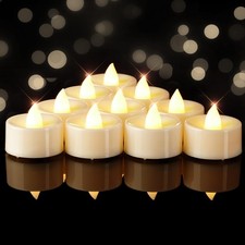 BEICHI Flameless Candles, 12Pack Tea 12-Pack, Warm Whtie Light, White Base picture