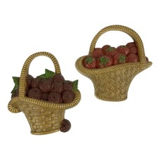 Burwood 1985 Fruit Basket Wall Plaques Strawberries Blackberries Plastic Decor picture
