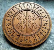 Anglo-Saxon Futhorc 24 Inches Oak Carved Rune  Divination Board  Altar Piece picture