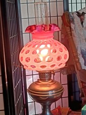 Vintage Fenton Cranberry Opalescent Coin Dot Art Glass Lamp Shade GORGEOUS picture