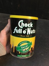 Vintage Chock full o' Nuts Coffee tin Can  Old NYC Twin Towers Skyline 11oz picture