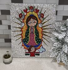 Fully bedazzled virgencita De Guadalupe wall Art 11”x14” HANDMADE picture