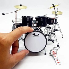 Miniature Drum Kit Mini Black Instrument Musical Display and Gift Scale 1:12 picture