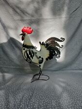 Large Metal Rooster Folk Art Chicken Figurine picture