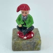CONNEMARA MARBLE Ireland Leprechaun Anvil Figurine Red Green Vintage 2.5in picture