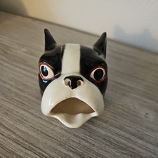 Vintage Boston Terrier Dog Head Ashtray Ceramic picture