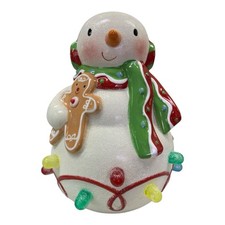 Hallmark Musical Snowman with Light Up Gumdrops 2010 Ceramic 9in Tall USED picture