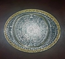 Vintage Crumrine  Aztec Calendar Belt Buckle Made In USA rodeo Western Cowboy  picture