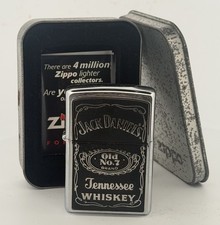 New Zippo Jack Daniels Old No.7 Genuine Street Chrome Cigar Cigarette Lighter picture