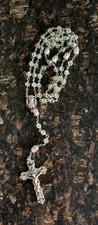 Vintage CREED Sterling Silver AB Crystal Rosary 26” picture