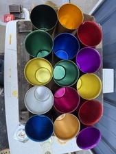 Vintage MCM Anodized Aluminum Tumblers Bascal Sunburst Rainbow Cups Lot 15 picture