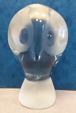 Vintage Heavy Lead Crystal Big Eyed OWL Hooter Figurine Statue Paperweight picture