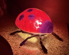 Ladybug Hand Painted Glass Cast Metal Lamp Tested Red Chipped Paint Vintage picture