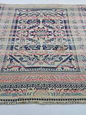 Antique American Reversible Jacquard Loomed Woolen Coverlet 205x196cms picture