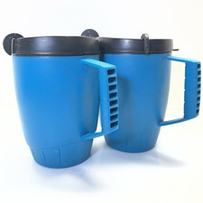 2 Vintage Aladdin 32 oz Blue Travel Mug W/ Lid Made in the USA 🇺🇸 picture