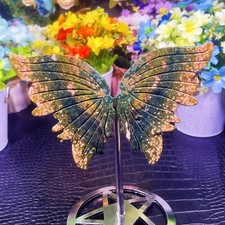TOP 233G Natural Handcarved Ocean Jasper Butterfly  wings Crystal Healing 1 picture