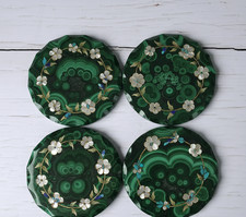 GIFTS FOR HIM / Malachite Coasters Set / Vintage Floral Inlay Gifts / Coaster picture