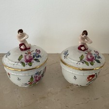 2 Antique 18thC Hoechst Porcelain Lidded Cups Porzellan Deckel Tasse German picture