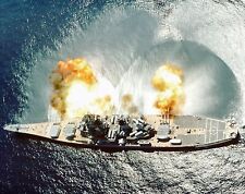 USS IOWA  BATTLESHIP FIRING Dramatic Aerial 8.5X11 PHOTO picture